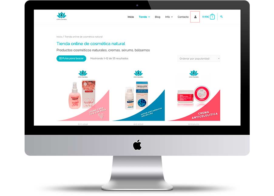 imagen de diseño de tienda online de cosmética natural productos